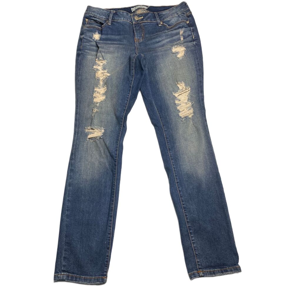 Torrid Skinny Jeans Women 12 Blue Distressed Ripped Stretch Denim